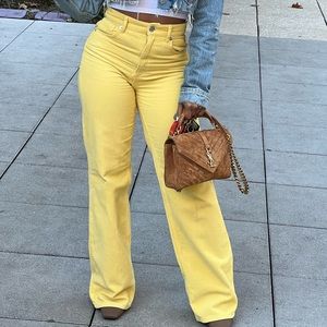 Yellow Corduroy fitted pants